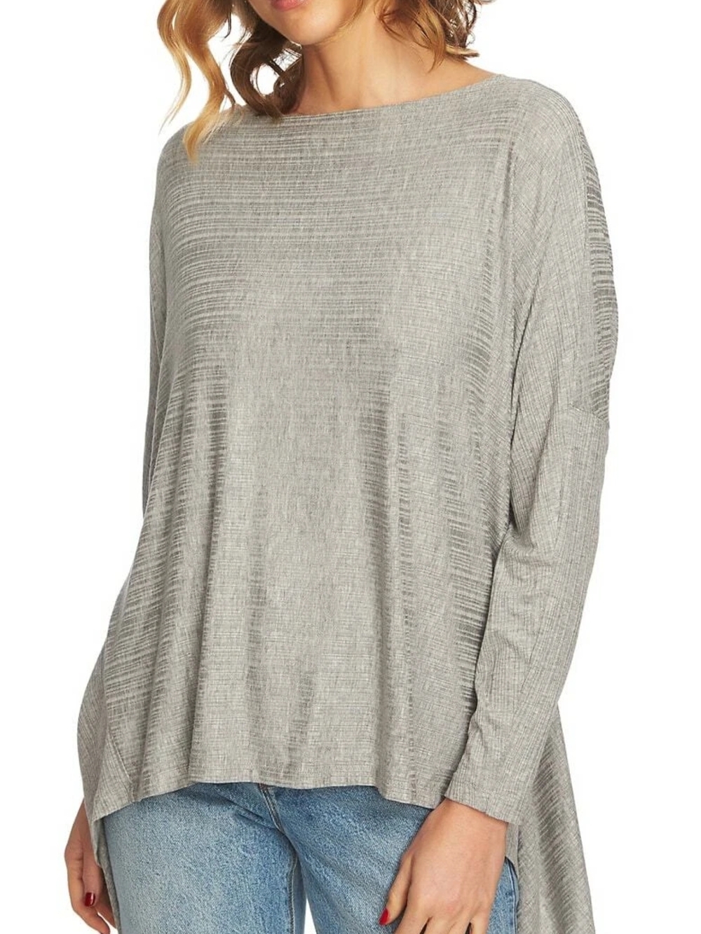 1. State Light Gray Boatneck Long-Sleeve Top